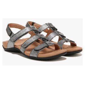 Vionic Amber Adjustable Sandal / Size 9 / Black Metallic Linen